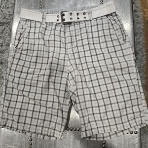 Calvin Klein Men's White and Gray Checkered Shorts